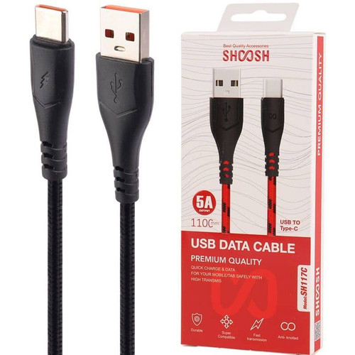 کابل فست شارژ تایپ سی شوش SHOOSH SH-117C 5A 110CM