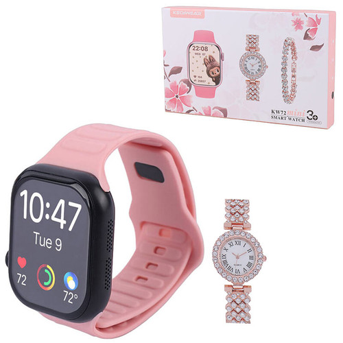 ساعت هوشمند کی گیو ویرKW72 Mini + یک عدد ساعت عقربه ای زنانه